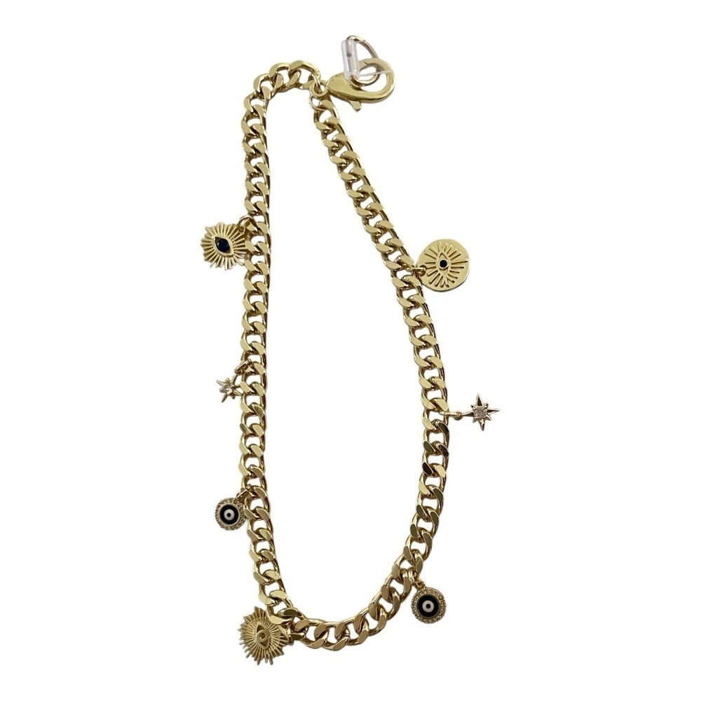 Phone Candy Los Angeles Phone Charm, Gold Wristlet Chain, 7 Gold-Tone Charms. - Picture 6 of 7